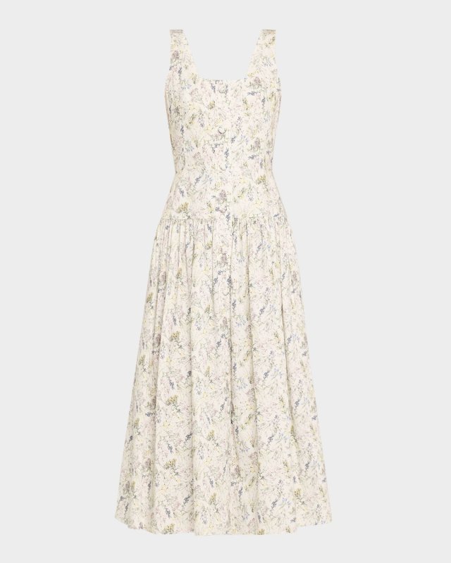 Cassie Floral Poplin Midi Dress